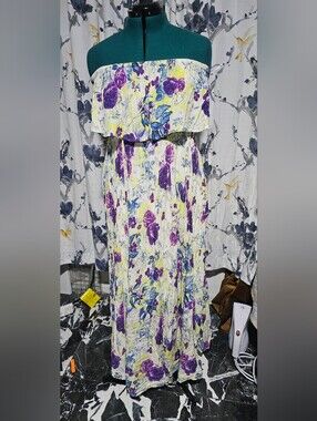 TORRID Strapless Floral Maxi Dress in Purple and Yellow
